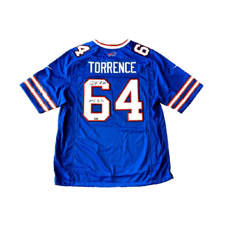 O'Cyrus Torrence Signed Buffalo Bills Blue Nike Authentic Stitched Jersey with Go Bills