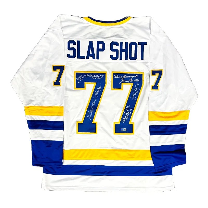 Slap Shot Multi Signed White Chiefs Jersey