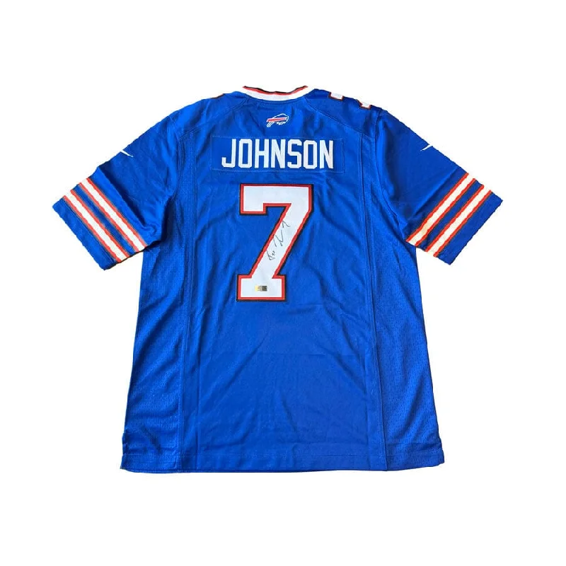 Taron Johnson Signed Buffalo Bills Blue Nike Authentic Stitched Jersey