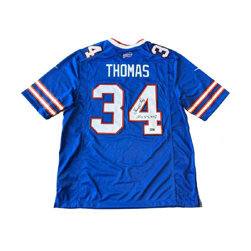 Thurman Thomas Signed Buffalo Bills Blue Nike Authentic Stitched Jersey with 1991 NFL MVP