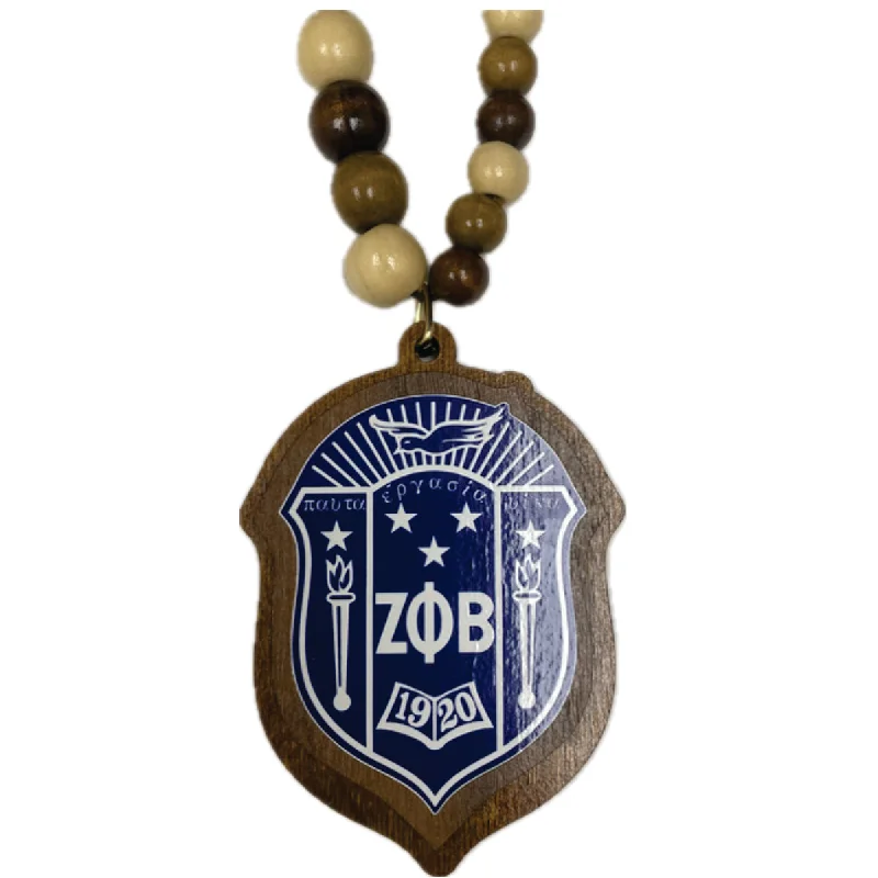 Zeta Wood Bead Tiki Crest