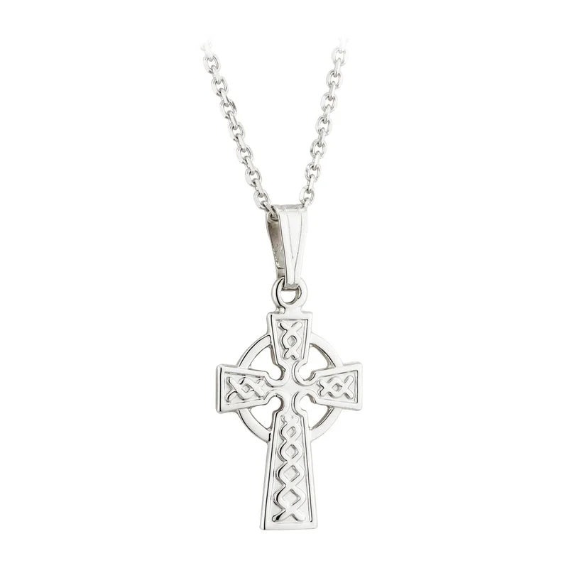 14K White Gold Small Celtic Cross