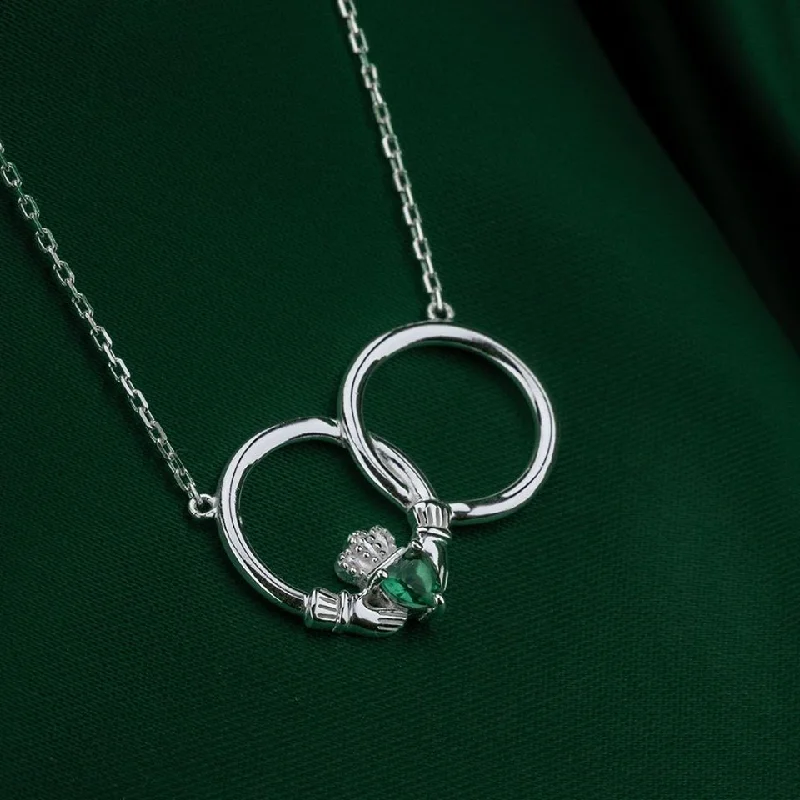 Crystal Claddagh Circle Necklet