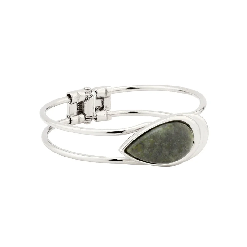 Rhodium Connemara Marble Bangle