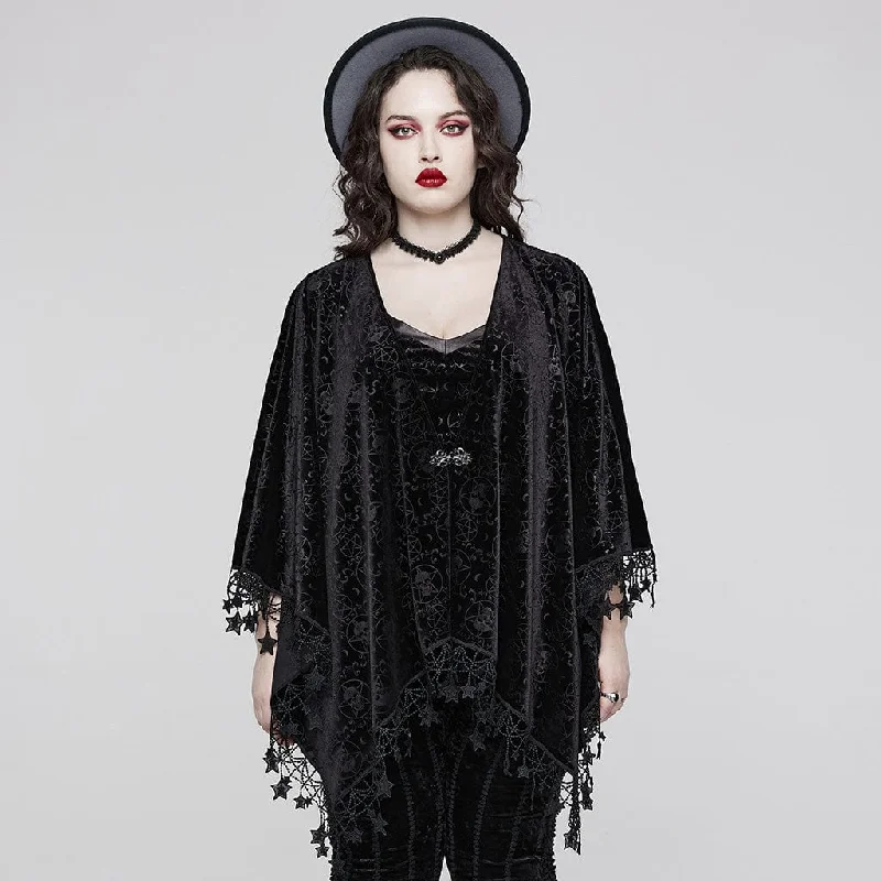 Women's Plus Size Gothic Star Tassels Velvet Cape