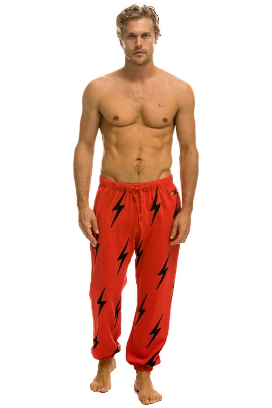 Aviator Nation Bolt Stitch Repeat Sweatpants in Red Black