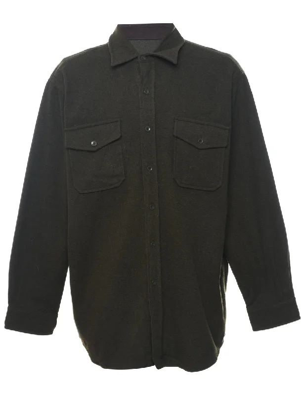 L.L. Bean Olive Green Classic Flannel Shirt - L