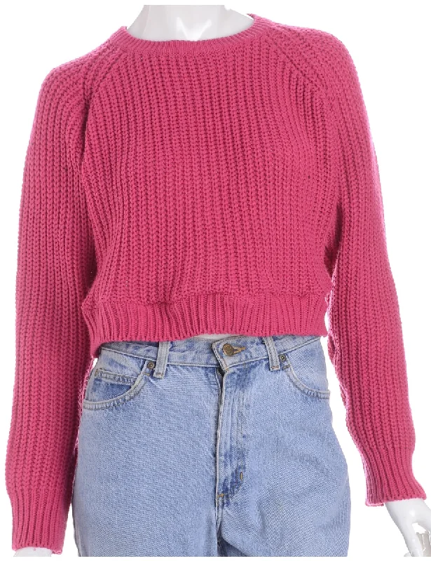 Label Alice Cropped Plain Knitted Jumper