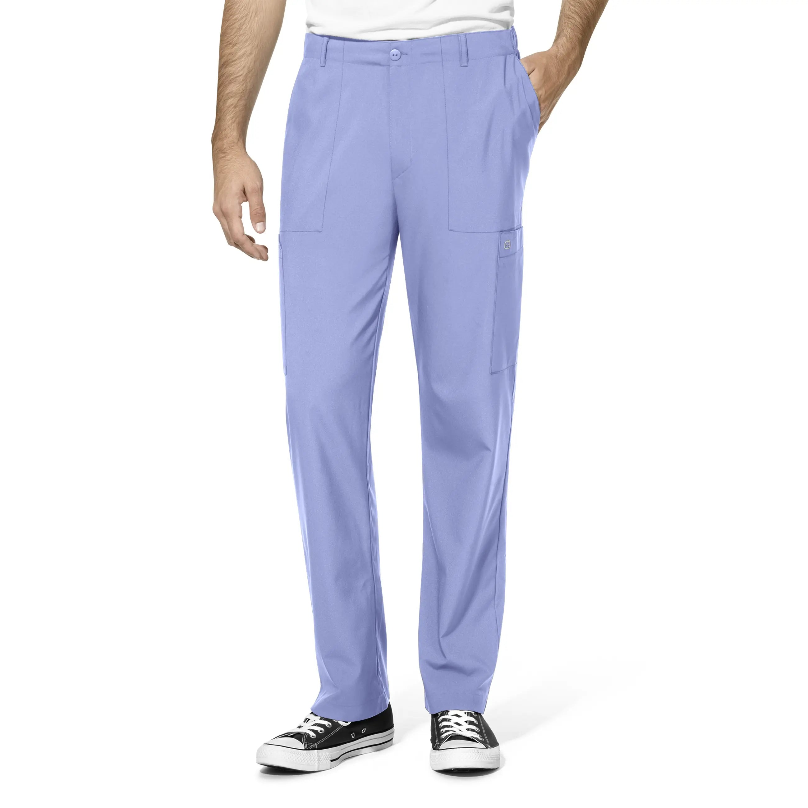 Wink Men's Flat Front Cargo Scrub Pant - Ceil Blue